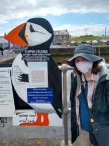 Masked up for Puffin Cruise of Coquet Island